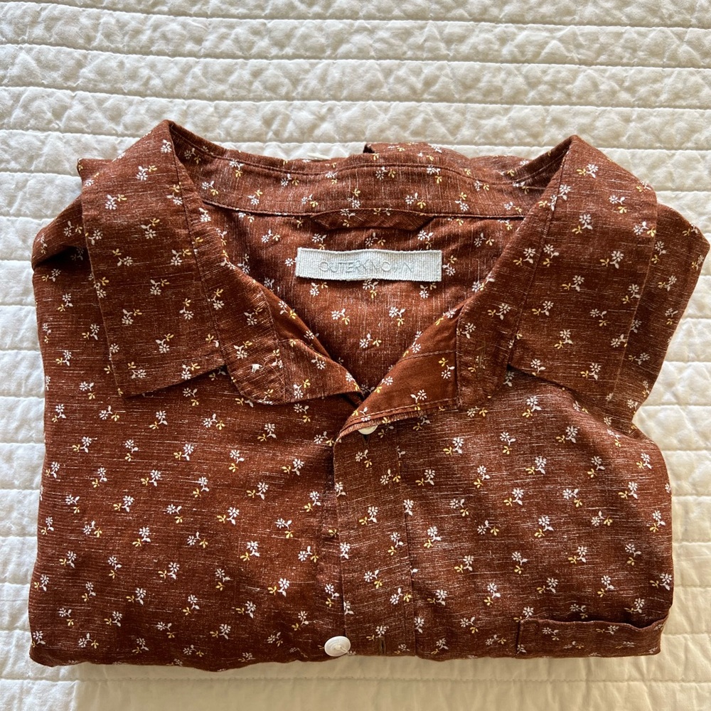Outerknown Men's Rust Floral Button Down Shirt